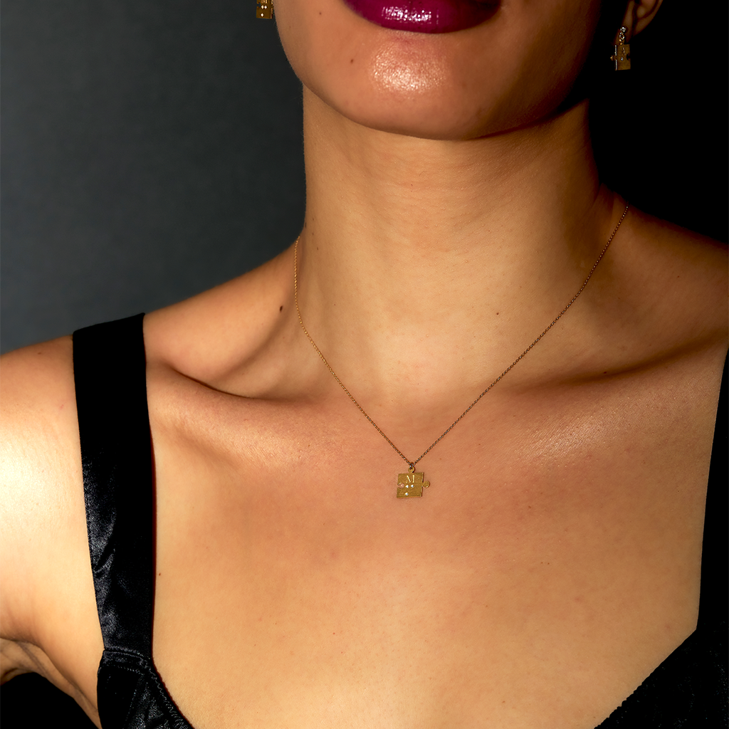 点字ダイヤモンドミニパズルネックレス