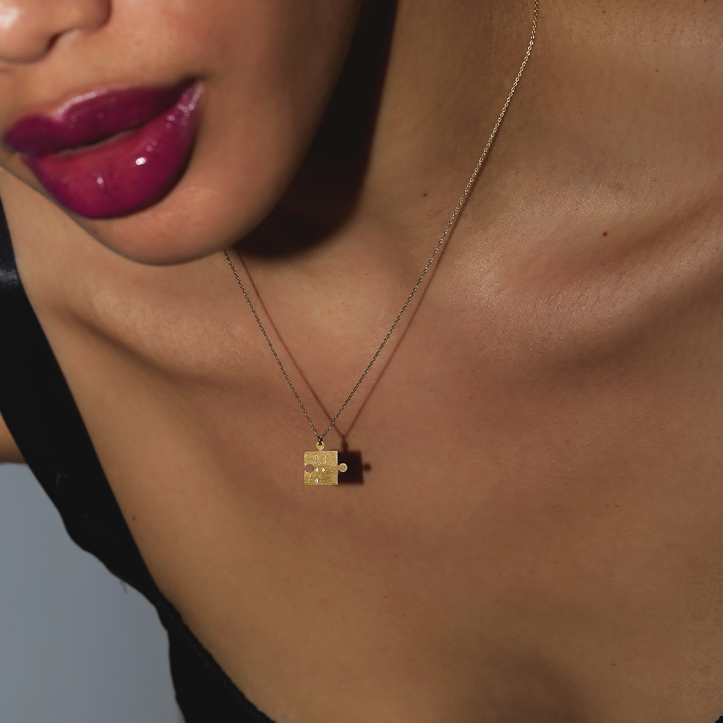 点字ダイヤモンドミニパズルネックレス
