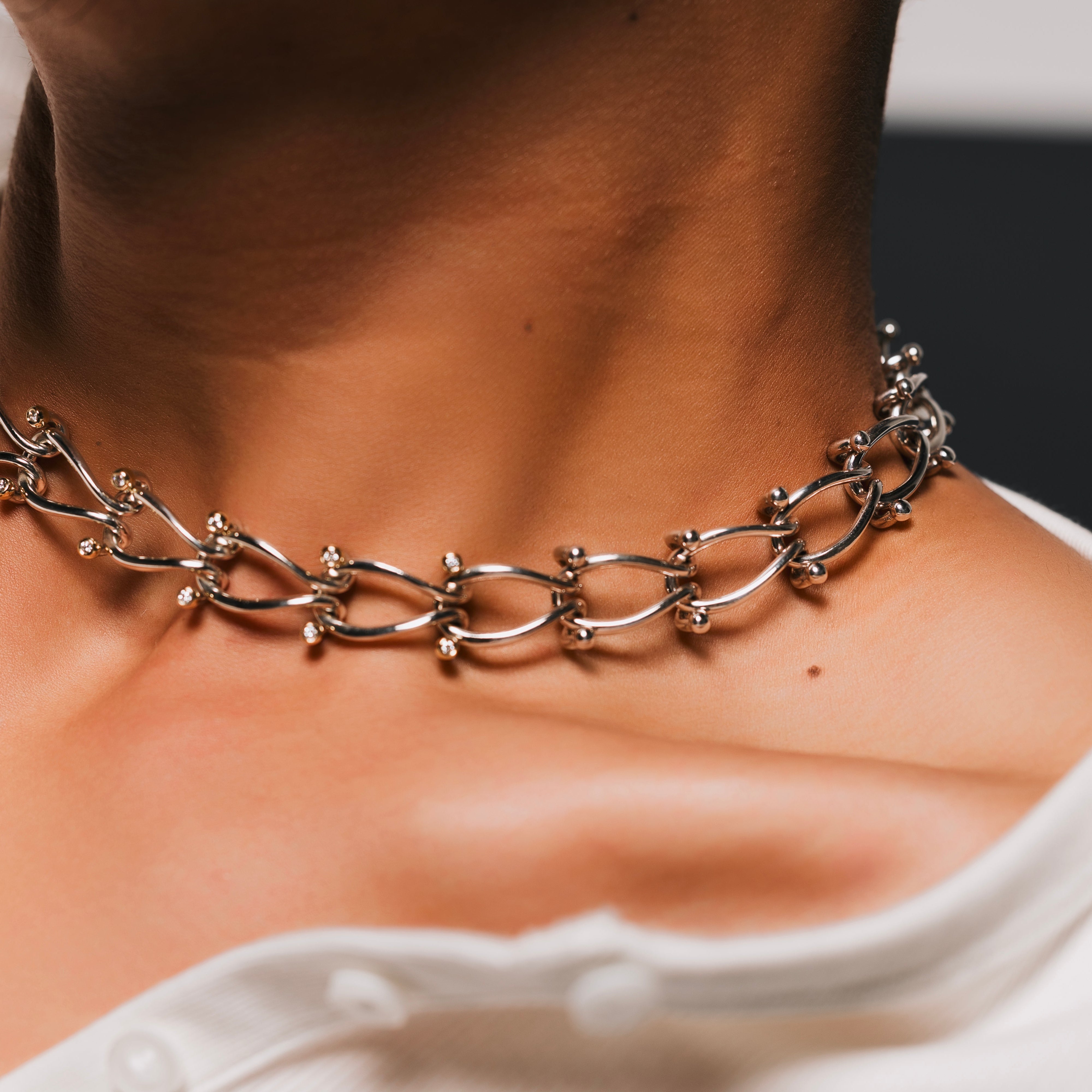 HASSOUパズルデュオチェーンダイヤモンドネックレス