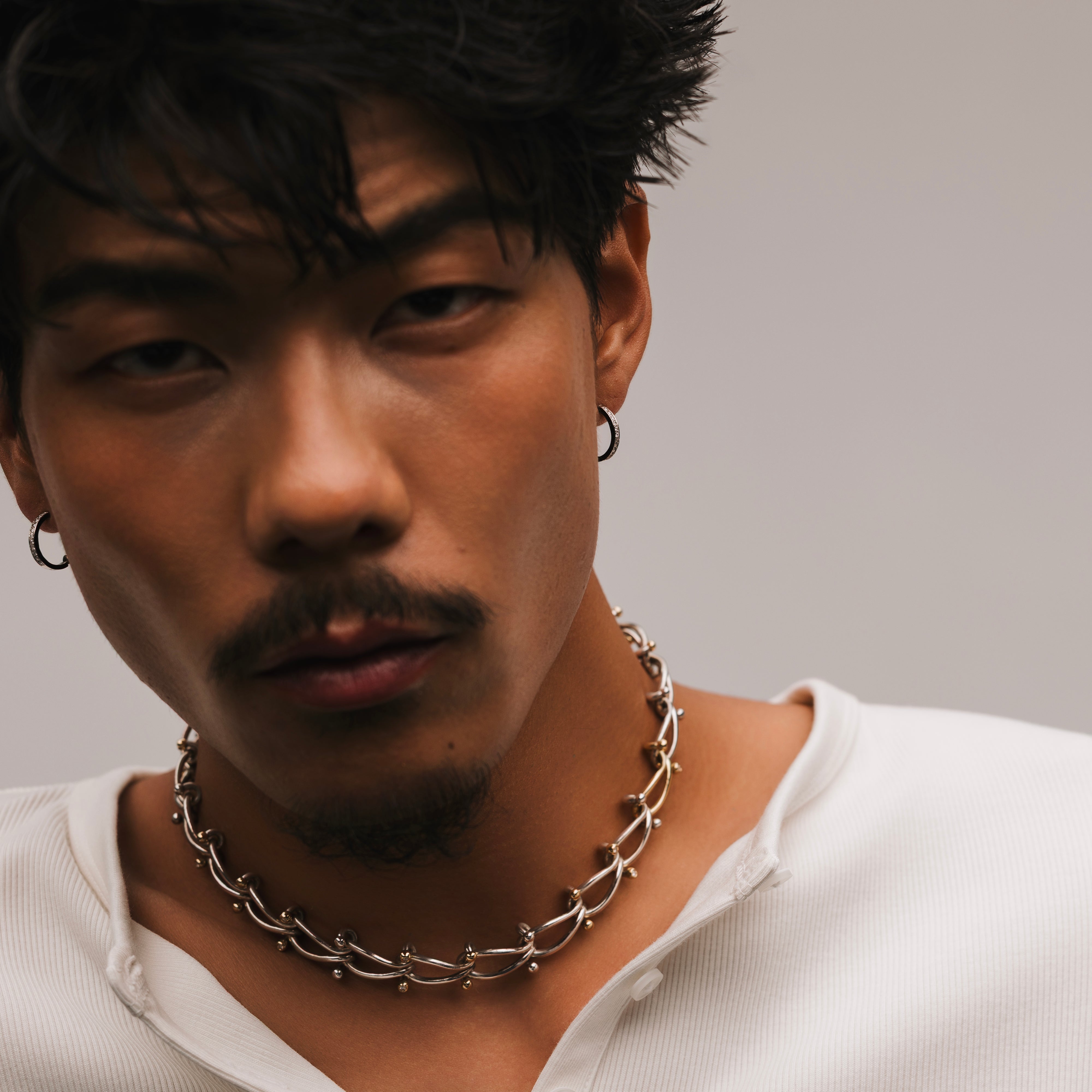 ENプラチナノワールパヴェダイヤモンドフープピアス - Mens