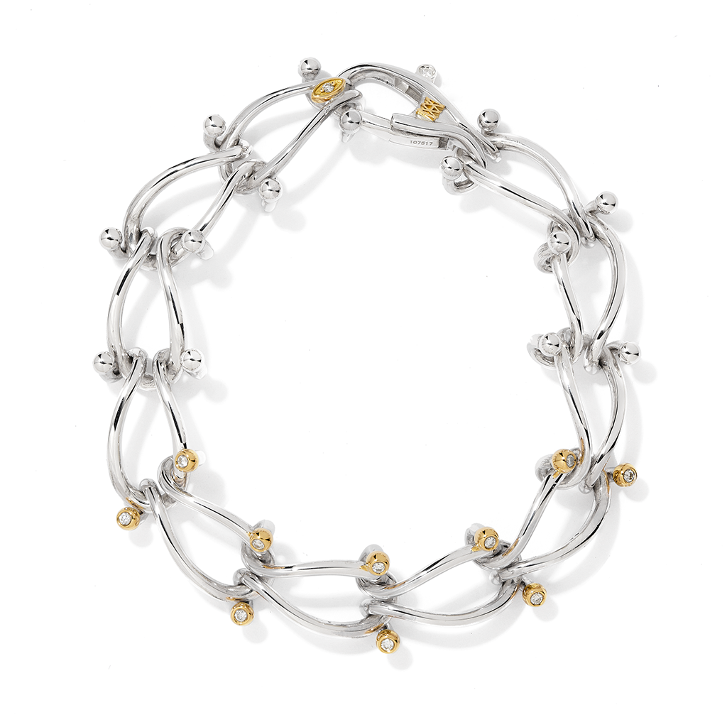 HASSOUパズルデュオチェーンダイヤモンドブレスレット - Mens