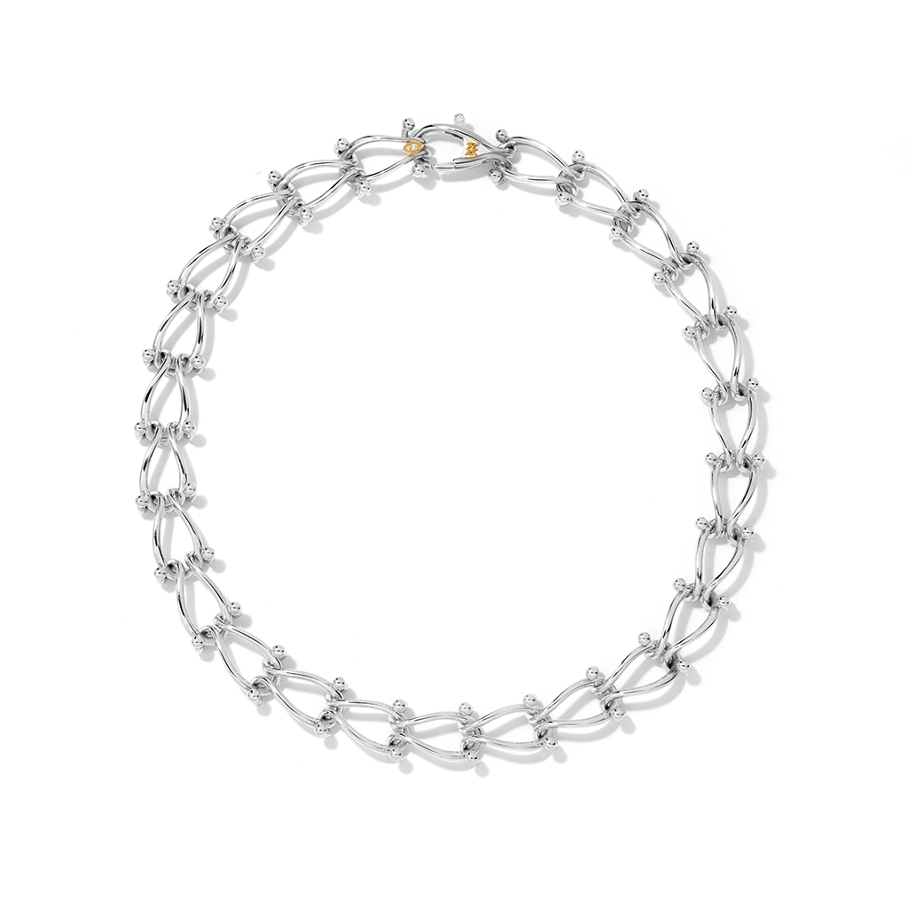 HASSOUパズルチェーンシルバーネックレス - Mens