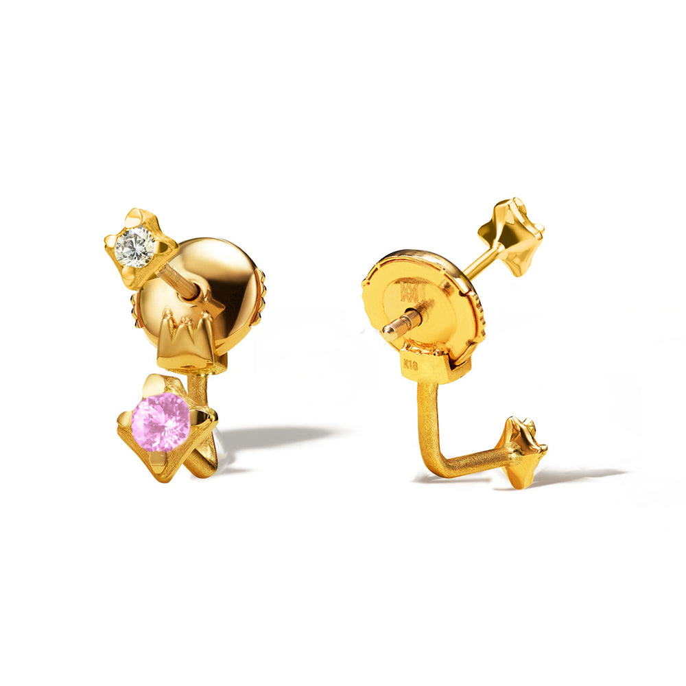 【WEB限定】HANABIピンクサファイアダブルバックピアス