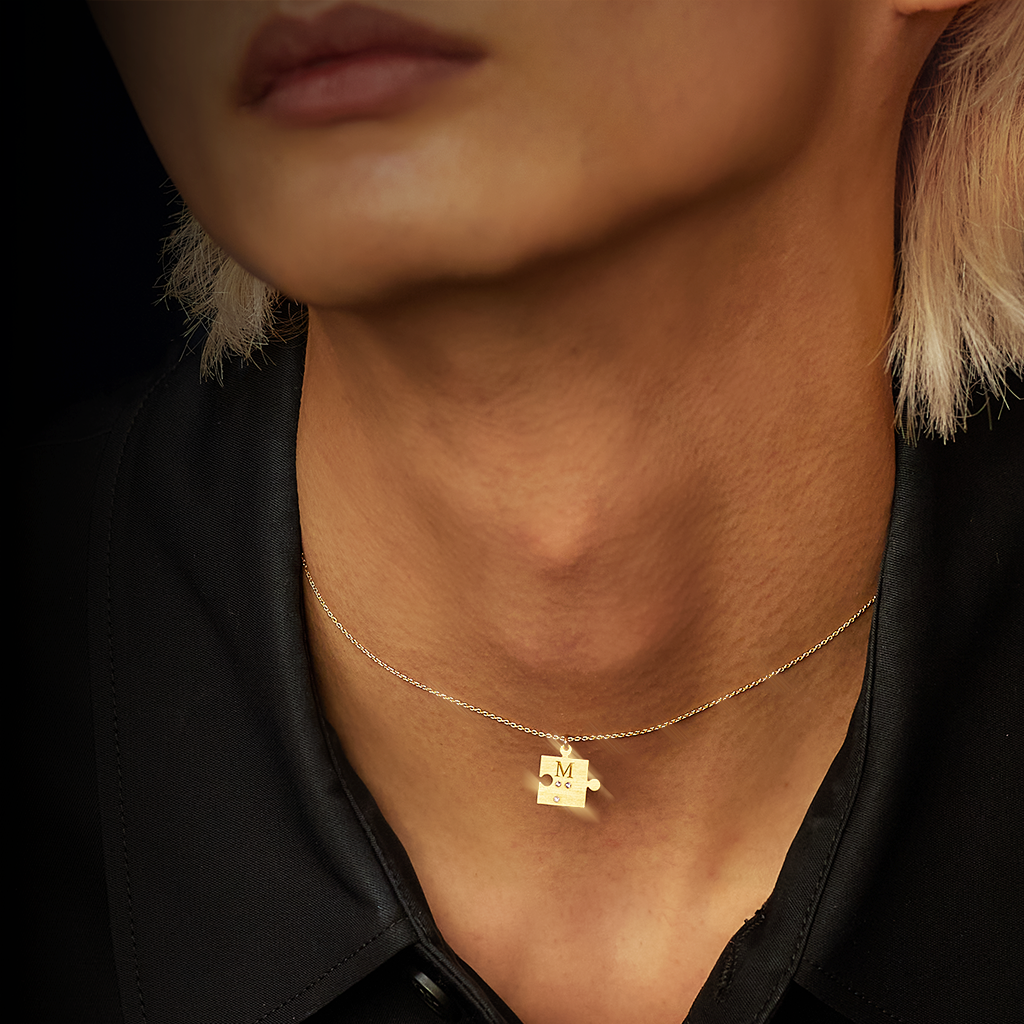 点字ダイヤモンドミニパズルネックレス