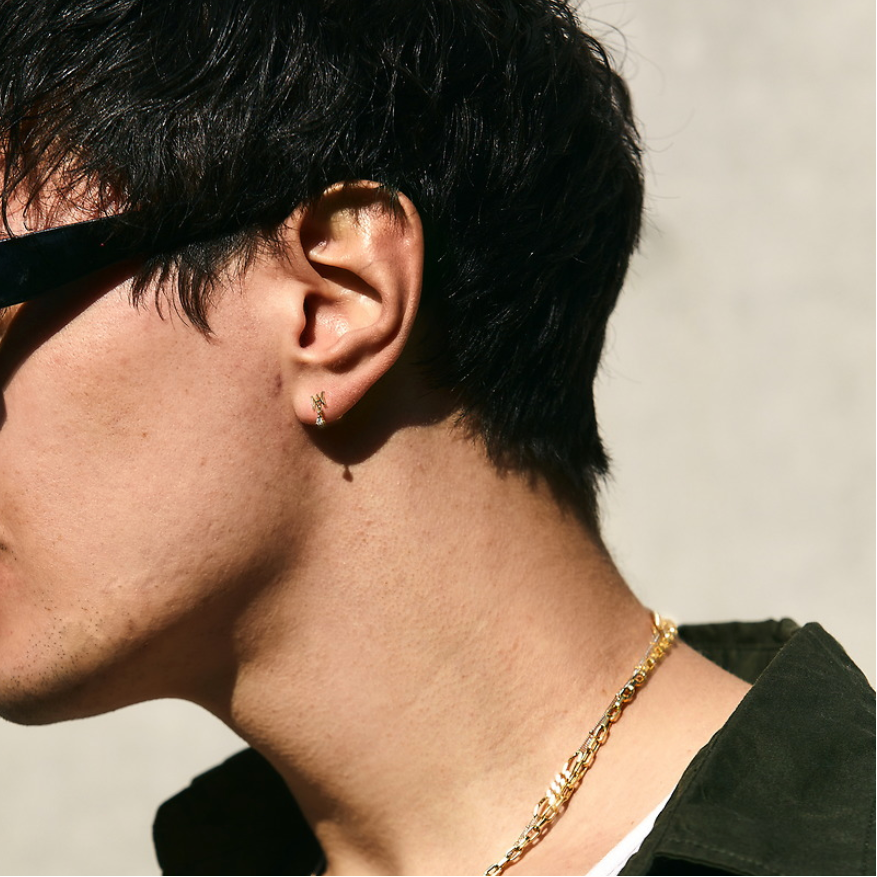エンブレムダイヤモンドスタッズピアス - Mens