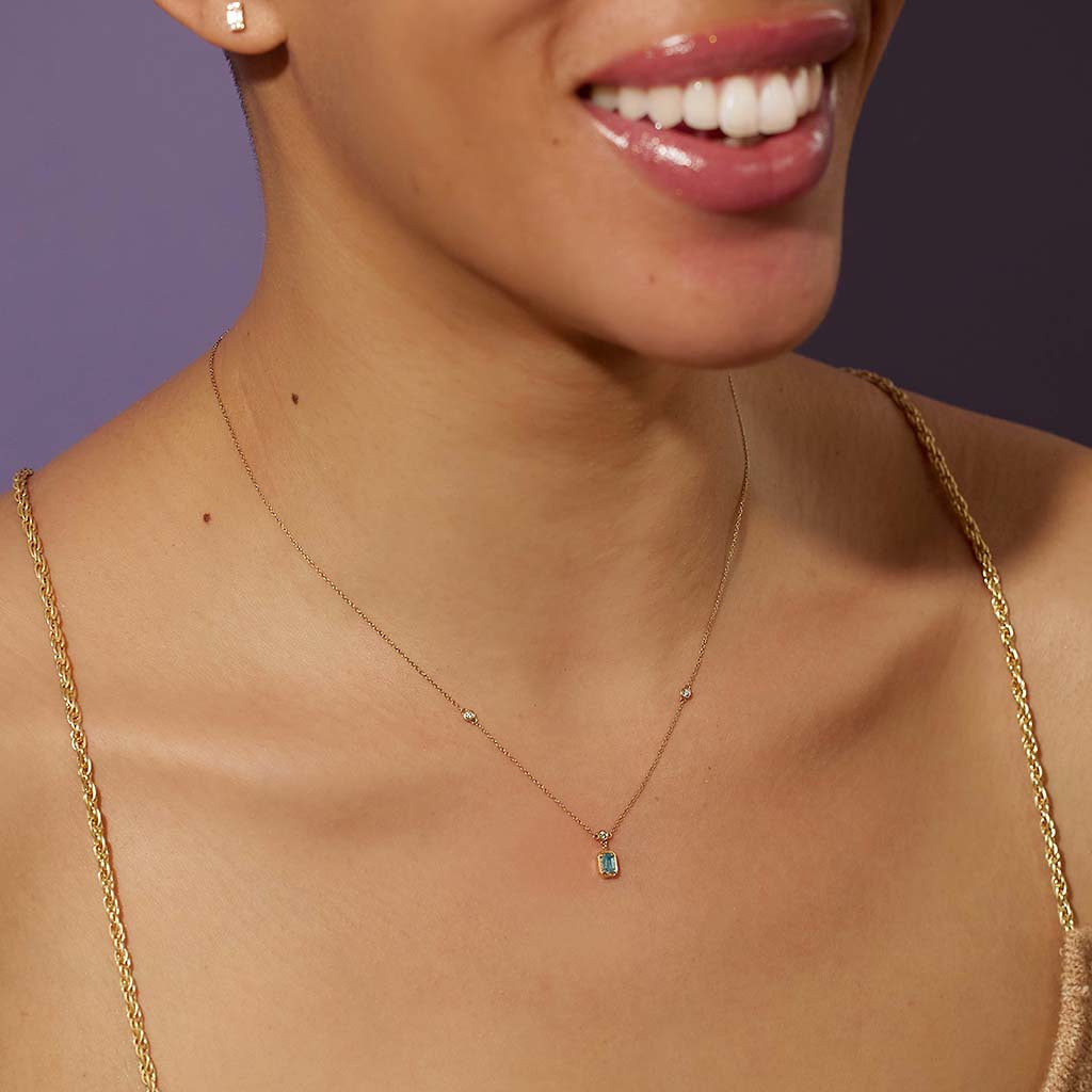 アクアマリンバースストーンネックレス ３月